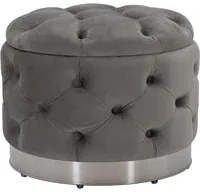 Pouf contenitore in tessuto trapuntato grigio cm 55x42