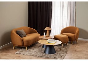 Tavolino rotondo nero e naturale con piano in rovere ø 85 cm Soli - Actona