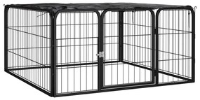 Box Cani A 4 Pannelli Nero 100x50cm Acciaio Verniciato Polvere /