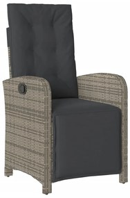 Set da pranzo da giardino 7 pz con cuscini in polyrattan grigio