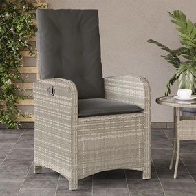 Sedia reclinabile giardino con cuscini grigio chiaro polyrattan