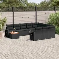 Set Divani da Giardino 11 pz con Cuscini in Polyrattan Nero 3257077