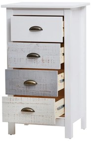 Cassettiera alta bianca e grigia con 4 cassetti , 46 x 80 cm Romantica - Marckeric