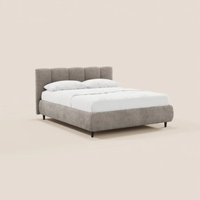 ARKAM letto imbottito con vano contenitore e testiera a lavorazione verticale - design shabby chic in tessuto certificato Oeko-Tex®