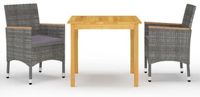 Set Mobili Da Pranzo Per Giardino 3 Pz Grigio /
