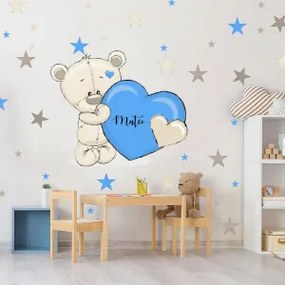 Adesivi da parete con nome - Orsetto blu | Inspio