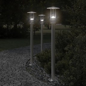 Lampada Da Terra Per Esterni Argento 100 Cm İn Acciaio Inox /