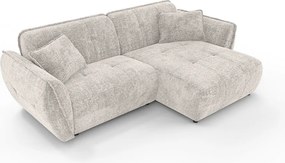 Divano angolare beige (con penisola a destra/con chaise lounge) con rivestimento in ciniglia Nelia – Ropez