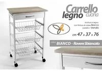 Carrello da cucina bianco con cesti e rotelle cm 47 x 37 x 76 h