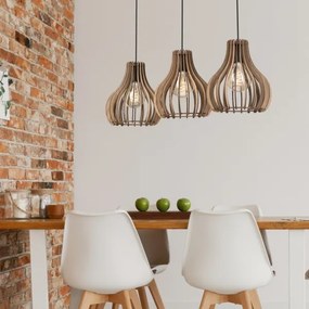 Lampadario a sospensione con filo TUCCI 3xE27/15W/230V quercia/nero