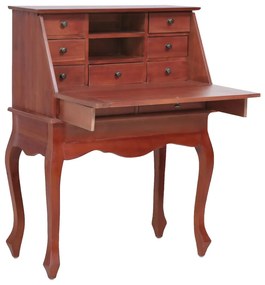 Scrittoio Marrone 78x42x103 Cm İn Legno Massello Di Mogano /