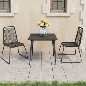 Set da pranzo da giardino 3 pz in rattan pvc nero