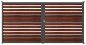 Cancello manuale battente ALBA Maia120-20 in alluminio, apertura centrale, L 350 x H 160 cm, di colore noce