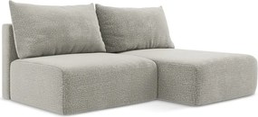 Divano angolare grigio chiaro allungabile/con contenitore (con penisola a destra) Kalena – Makamii