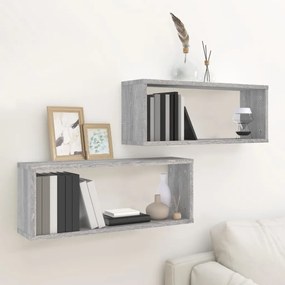 Mensole Cubo Muro 2 Pz Grigio Sonoma 60x15x23 Cm İn Multistrato /