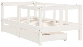 Giroletto bambini con cassetti bianco 70x140cm massello di pino