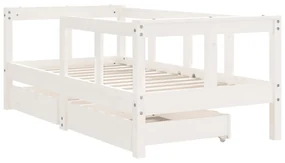 Giroletto bambini con cassetti bianco 70x140cm massello di pino