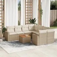 Set Divano da Giardino 9 pz con Cuscini Beige in Polyrattan 3224049