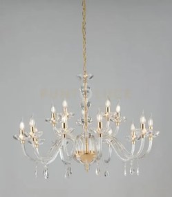 Lampadario riflesso oro 15 luci attacco e14 94x140cm decorato in cr...