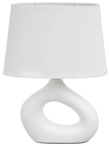 Lampada da tavolo in ceramica bianca con paralume in tessuto (altezza 30 cm) - Casa Selección