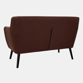 Divano 2 Posti Ellen L130 cm in Tessuto con Gambe Legno - Marrone