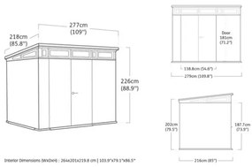 Casetta Da Giardino In Resina 277x218x226H Cm Artisan 9x7 Grigio Keter