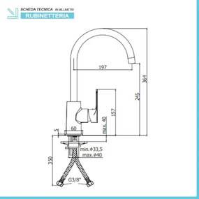 Miscelatore per lavello Paffoni Sly canna alta orientabile in ottone cromo