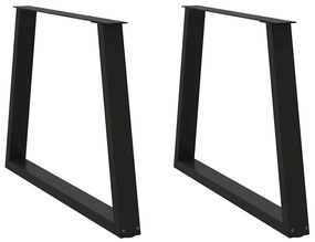 Gambe Per Tavolo Da Pranzo A V 2 Pz Nero 90x(72-73,3)cm Acciaio /