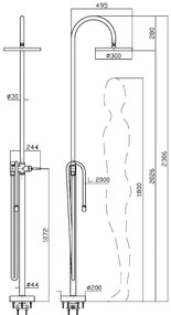 Colonna doccia free standing per esterni senza parte ad incasso in acciao inox Zucchetti Zp8087 C3