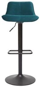 Sgabelli da bar regolabili girevoli 360° in tessuto velluto blu petrolio e metallo nero (set di 2) BOOST