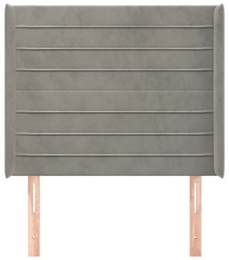 Testiera ad orecchio grigio chiaro 93x16x118/128 cm in velluto