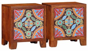 Comodini 2 Pz 40x30x45 Cm İn Legno Massello Di Acacia /
