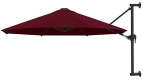 Ombrellone A Muro Con Palo İn Metallo 300 Cm Rosso Borgogna /
