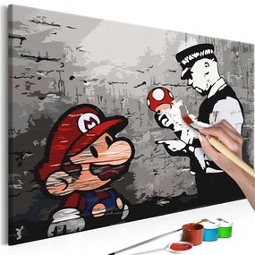 Quadro fai da te  Mario (Banksy)  Colore Rosso, Dimensioni e Misure 60x40