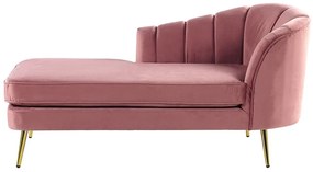 Chaise longue velluto rosa e oro versione destra ALLIER Beliani