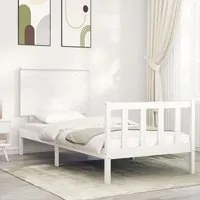 Giroletto con Testiera Bianco 90x200 cm in Legno Massello 3193387