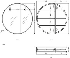 Cielo I Catini Round Box specchio contenitore 75 cm tondo Con Scocca Laccata Bronzo spazzolato