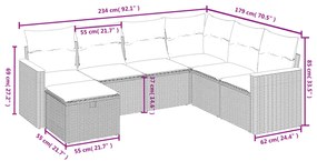 Set Divani da Giardino 7 pz con Cuscini Beige in Polyrattan