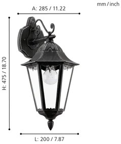 Eglo 93456 - Lampada da parete esterna NAVEDO 1xE27/60W/230V IP44