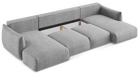 Divano angolare grigio chiaro allungabile (a U) Leila – Makamii