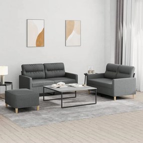 Set Di Divani 3 Pz Con Cuscini Grigio Scuro İn Tessuto /