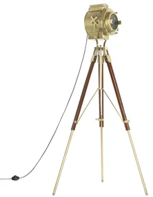 Lampada Da Terra A Treppiede Legno Massello Di Mango 193 Cm /