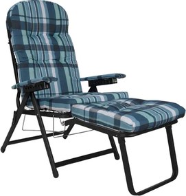 Poltrona sdraio metallo - prolunga con cuscino imbottito MARY Blu scozzese