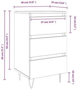 Comodini 2 pz Neri 40x35x69 cm in Legno Multistrato