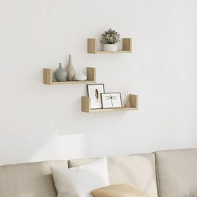 Mensole A Muro 3 Pz Rovere Sonoma İn Truciolato /