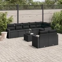 Set Divani da Giardino 9 pz con Cuscini Nero in Polyrattan 3219215