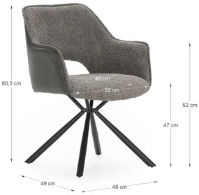 Set di sedie da pranzo grigia in imbottito con braccioli 2 pz Mariel – Marckeric