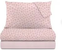 Completo letto matrimoniale fiori rosa in flanella