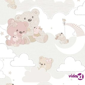 Noordwand Carta da Parati Mondo baby Hug Bears Rosa e Beige