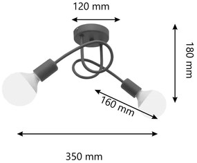 Lampadario a soffitto per bambini OXFORD 2xE27/15W/230V grigio